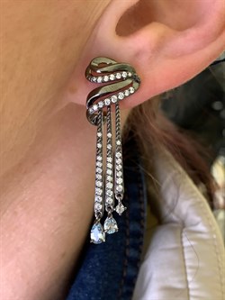 *Серьги Голубой Топаз Романовы арт. 02-1813/00ТБ-00-209 вес 7,43 г - фото 311896