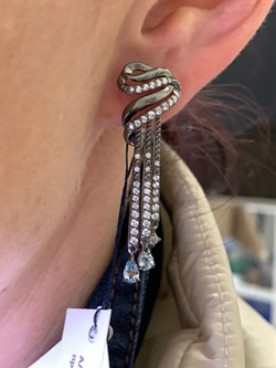 *Серьги Голубой Топаз Романовы арт. 02-1813/00ТБ-00-209 вес 7,43 г - фото 311897