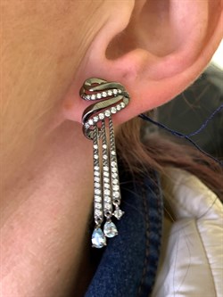 *Серьги Голубой Топаз Романовы арт. 02-1813/00ТБ-00-209 вес 7,43 г - фото 311898