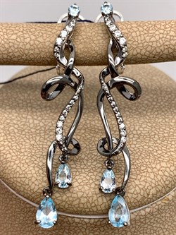 *Серьги Голубой Топаз Романовы арт. 02-2029/00ТБ-00-972 вес 5,47 г - фото 311935