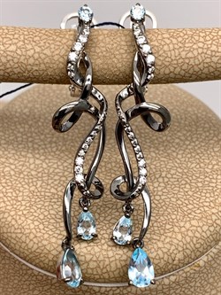 *Серьги Голубой Топаз Романовы арт. 02-2029/00ТБ-00-972 вес 5,47 г - фото 311936