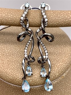 *Серьги Голубой Топаз Романовы арт. 02-2029/00ТБ-00-972 вес 5,47 г - фото 311937