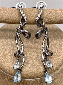 *Серьги Голубой Топаз Романовы арт. 02-2029/00ТБ-00-972 вес 5,47 г - фото 311938