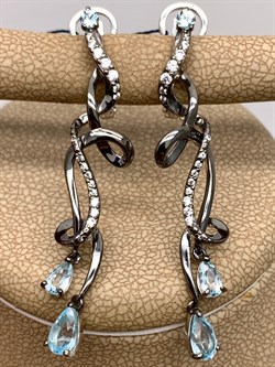 *Серьги Голубой Топаз Романовы арт. 02-2029/00ТБ-00-972 вес 5,47 г - фото 311939