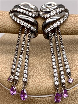 *Серьги Аметист Романовы арт. 02-1813/00АМ-00-795 вес 7,44 г - фото 311973