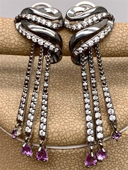 *Серьги Аметист Романовы арт. 02-1813/00АМ-00-795 вес 7,44 г - фото 311974