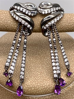 *Серьги Аметист Романовы арт. 02-1813/00АМ-00-125 вес 7,3 г - фото 311982