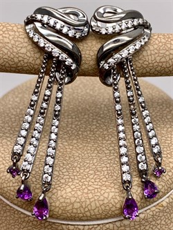 *Серьги Аметист Романовы арт. 02-1813/00АМ-00-125 вес 7,3 г - фото 311983