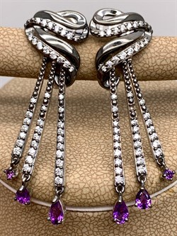 *Серьги Аметист Романовы арт. 02-1813/00АМ-00-125 вес 7,3 г - фото 311984