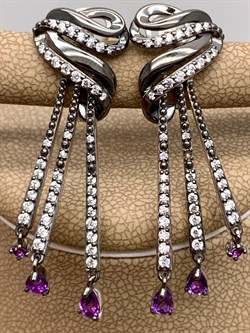 *Серьги Аметист Романовы арт. 02-1813/00АМ-00-125 вес 7,3 г - фото 311985