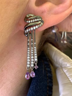 *Серьги Аметист Романовы арт. 02-1813/00АМ-00-125 вес 7,3 г - фото 311987