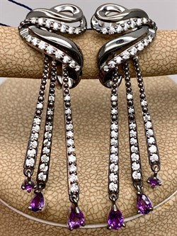 *Серьги Аметист Романовы арт. 02-1813/00АМ-00-132 вес 7,35 г - фото 311993