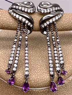 *Серьги Аметист Романовы арт. 02-1813/00АМ-00-132 вес 7,35 г - фото 311994