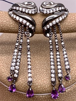 *Серьги Аметист Романовы арт. 02-1813/00АМ-00-132 вес 7,35 г - фото 311995