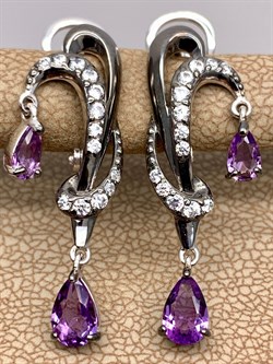 *Серьги Аметист Романовы арт. 02-1817/00АМ-00-904 вес 4,33 г - фото 312019