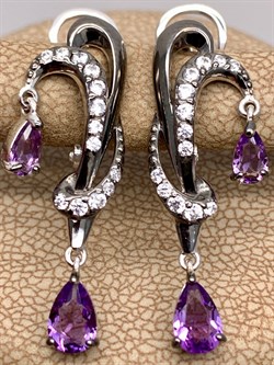 *Серьги Аметист Романовы арт. 02-1817/00АМ-00-904 вес 4,33 г - фото 312021