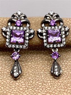 *Серьги Аметист Романовы арт. 02-1819/00АМ-00-128 вес 3,4 г - фото 312080