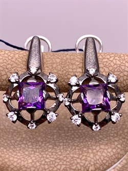 *Серьги Аметист Романовы арт. 02-2024/00АМ-00-414 вес 5,56 г - фото 312207