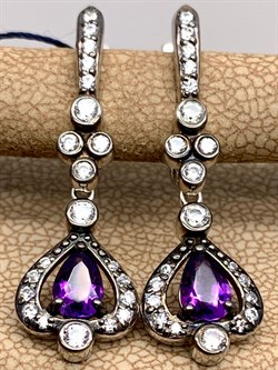 *Серьги Аметист Романовы арт. 02-2027/00АМ-00-704 вес 4,33 г - фото 312255