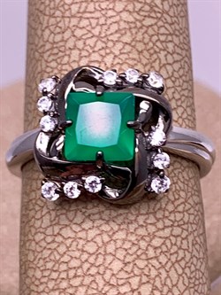 *Кольцо р.17,5 Зеленый Агат Романовы арт. 01-2023/00АГ-00-704 вес 3,93 г - фото 312424