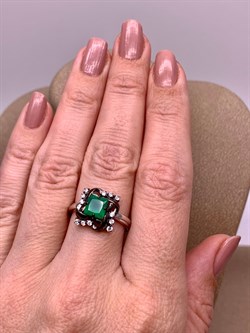 *Кольцо р.17,5 Зеленый Агат Романовы арт. 01-2023/00АГ-00-704 вес 3,93 г - фото 312425