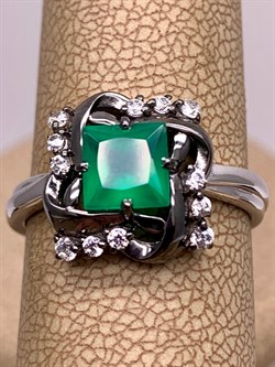 *Кольцо р.18 Зеленый Агат Романовы арт. 01-2023/00АГ-00-901 вес 3,93 г - фото 312444