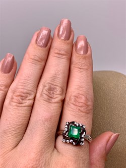 *Кольцо р.18 Зеленый Агат Романовы арт. 01-2023/00АГ-00-901 вес 3,93 г - фото 312445