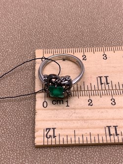 *Кольцо р.18 Зеленый Агат Романовы арт. 01-2023/00АГ-00-901 вес 3,93 г - фото 312447