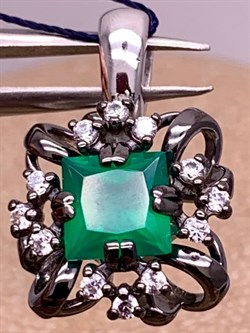 *Подвеска Зеленый Агат Романовы арт. 03-2022/00АГ-00-929 вес 2,44 г - фото 312461 *Подвеска Зеленый Агат Романовы арт. 03-2022/00АГ-00-929 вес 2,44 г - фото 312461