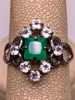 *Кольцо р.19,5 Зеленый Агат Романовы  арт. 01-2030/0М66-00-766 вес 4,57 г - фото 312480 *Кольцо р.19,5 Зеленый Агат Романовы  арт. 01-2030/0М66-00-766 вес 4,57 г - фото 312480