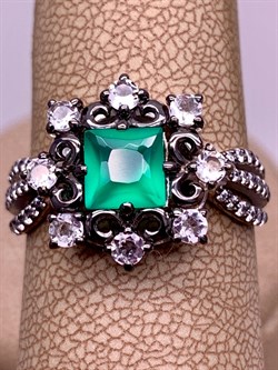 *Кольцо р.19,5 Зеленый Агат Романовы арт. 01-2031/0М66-00-881 вес 3,95 г - фото 312500 *Кольцо р.19,5 Зеленый Агат Романовы арт. 01-2031/0М66-00-881 вес 3,95 г - фото 312500