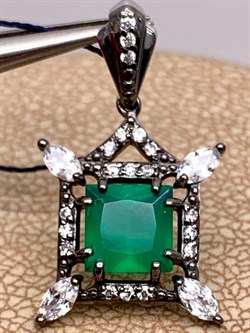 *Подвеска Зеленый Агат Романовы арт. 03-1821/00АГ-00-180 вес 1,49 г - фото 312507 *Подвеска Зеленый Агат Романовы арт. 03-1821/00АГ-00-180 вес 1,49 г - фото 312507