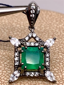 *Подвеска Зеленый Агат Романовы арт. 03-1821/00АГ-00-180 вес 1,49 г - фото 312508 *Подвеска Зеленый Агат Романовы арт. 03-1821/00АГ-00-180 вес 1,49 г - фото 312508