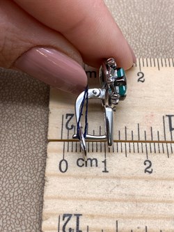 *Серьги Зеленый Агат Романовы арт. 02-2024/00АГ-00-949 вес 5,37 г - фото 312521