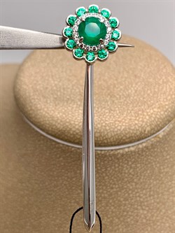 *Брошь Зеленый Агат Романовы арт. 04-2297/00АГ-00-836 вес 3,66 г - фото 312542 *Брошь Зеленый Агат Романовы арт. 04-2297/00АГ-00-836 вес 3,66 г - фото 312542