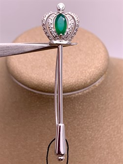 *Брошь Зеленый Агат Романовы арт. 04-2296/00АГ-00-726 вес 4,05 г - фото 312555