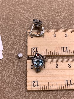 *Серьги Рыбки Марказит Голубой Топаз арт. HE1481-227 вес 5.82 г - фото 312567