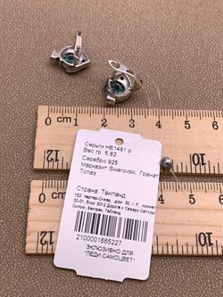 *Серьги Рыбки Марказит Голубой Топаз арт. HE1481-227 вес 5.82 г - фото 312568