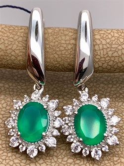 *Серьги Зеленый Агат арт. 02-1167/00АГ-00-975 вес 6,68 г - фото 312588