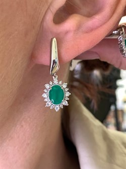 *Серьги Зеленый Агат арт. 02-1167/00АГ-00-975 вес 6,68 г - фото 312591