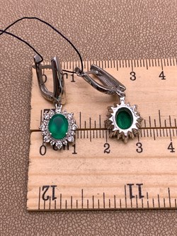 *Серьги Зеленый Агат арт. 02-1167/00АГ-00-975 вес 6,68 г - фото 312593