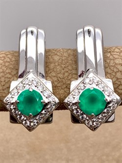 *Серьги Зеленый Агат арт. 02-1053/00АГ-00-629 вес 4,08 г - фото 312670 *Серьги Зеленый Агат арт. 02-1053/00АГ-00-629 вес 4,08 г - фото 312670