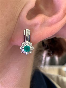 *Серьги Зеленый Агат арт. 02-1053/00АГ-00-629 вес 4,08 г - фото 312671 *Серьги Зеленый Агат арт. 02-1053/00АГ-00-629 вес 4,08 г - фото 312671