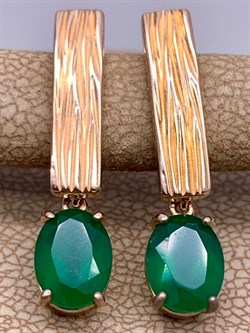 *Серьги Зеленый Агат арт. 02-2084/00АГ-06-187 вес 3,49 г - фото 312685 *Серьги Зеленый Агат арт. 02-2084/00АГ-06-187 вес 3,49 г - фото 312685