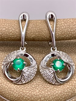 *Серьги Зеленый Агат арт. 02-0770/00АГ-00-926 вес 5,86 г - фото 312712 *Серьги Зеленый Агат арт. 02-0770/00АГ-00-926 вес 5,86 г - фото 312712