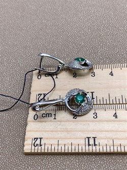 *Серьги Зеленый Агат арт. 02-0770/00АГ-00-926 вес 5,86 г - фото 312717 *Серьги Зеленый Агат арт. 02-0770/00АГ-00-926 вес 5,86 г - фото 312717