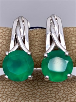 *Серьги Зеленый Агат арт. 02-1930/00АГ-00-007 вес 3,2 г - фото 312729 *Серьги Зеленый Агат арт. 02-1930/00АГ-00-007 вес 3,2 г - фото 312729