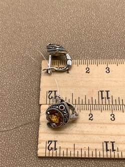 *Серьги Рыбки Марказит Цитрин арт. HE1481-574 вес 5,82 г - фото 312928 *Серьги Рыбки Марказит Цитрин арт. HE1481-574 вес 5,82 г - фото 312928