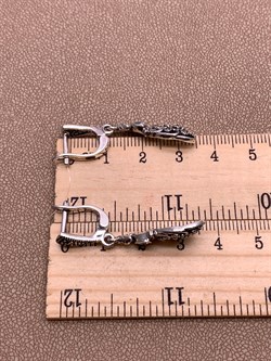 *Серьги Жар Птицы Марказит Голубой Топаз арт. HE1567-898 вес 6,56 г - фото 313256