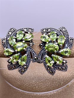 *Серьги Микс Марказит Хризолит арт. HE878-805 вес 8.54 г - фото 313627 *Серьги Микс Марказит Хризолит арт. HE878-805 вес 8.54 г - фото 313627